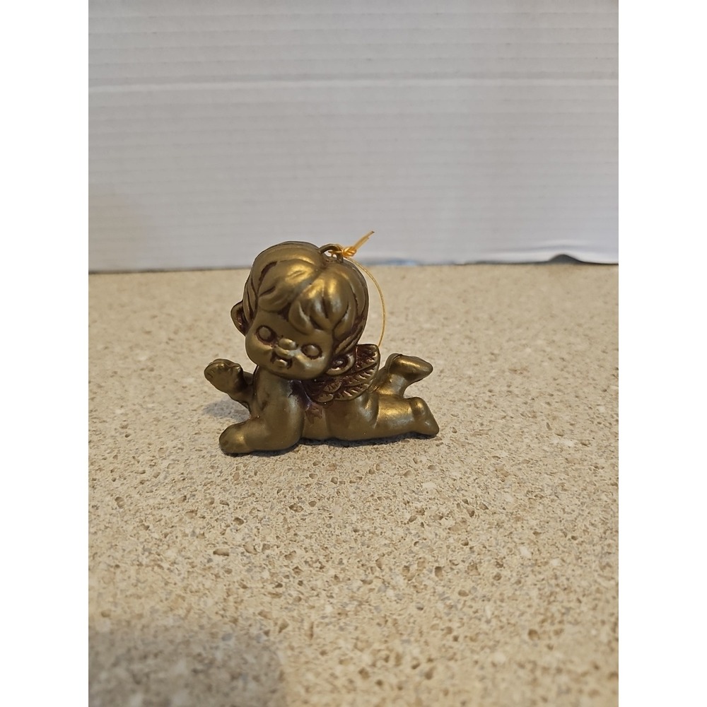 Holt Howard Angel Ornament Cherub  Gold Baby Wings Hong Kong Mcm Plastic Vtg 025